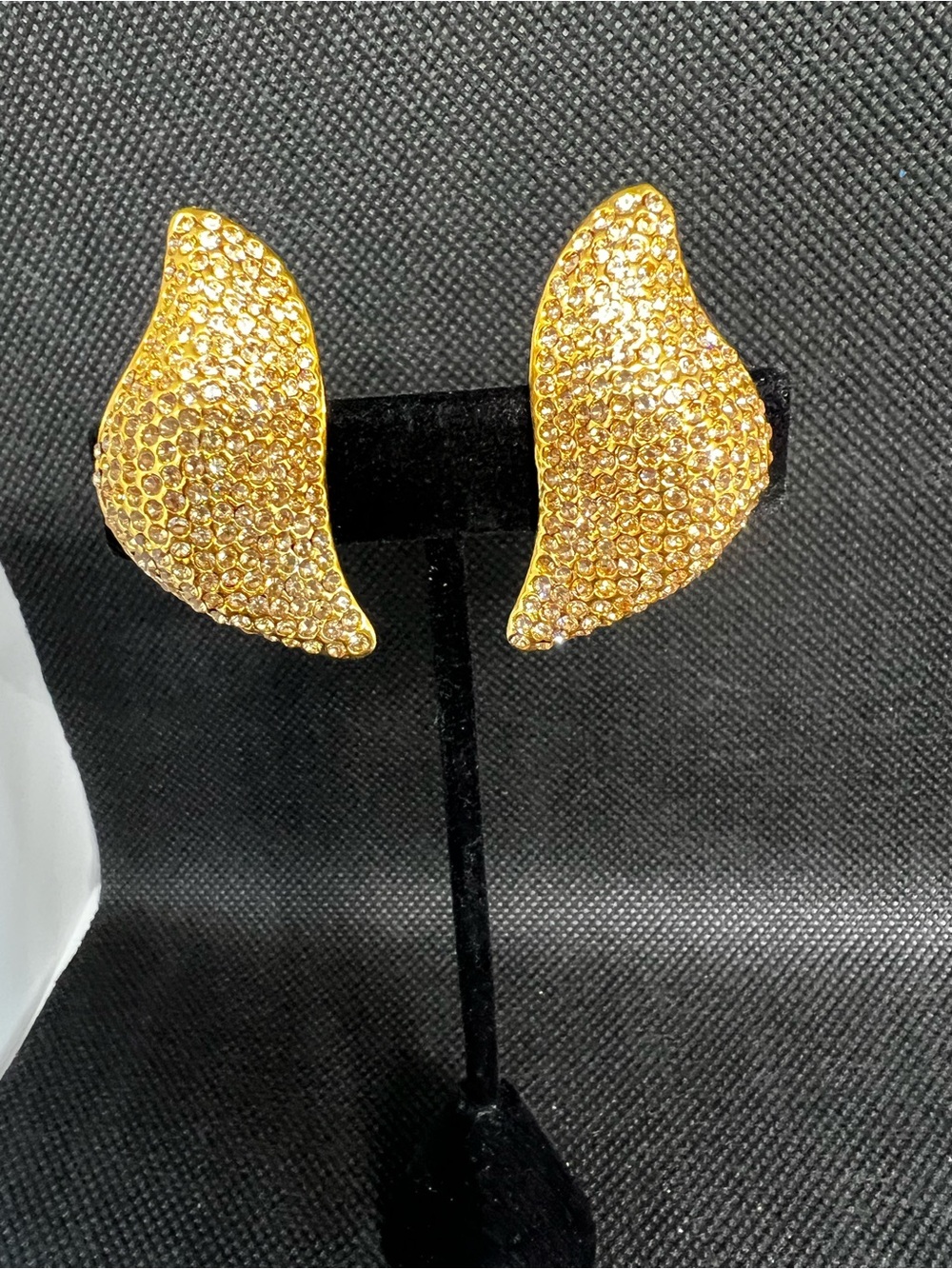 Gold Crystal Pave Wing Earrings - Vintage 80-90’ New Old Stock